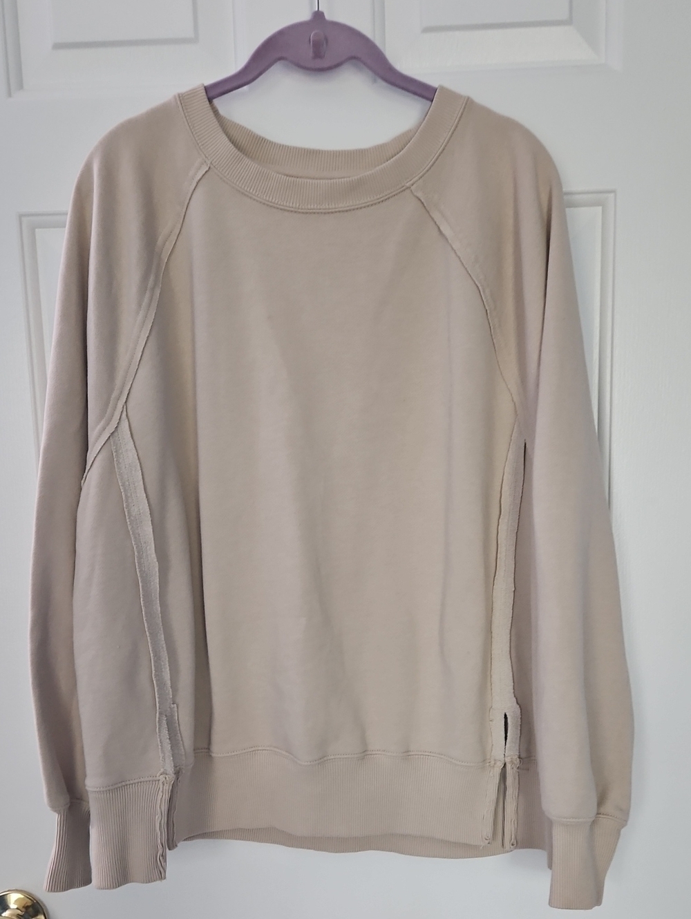 American Eagle This Feels Seriously Lived-In Beige Crewneck Sweatshirt